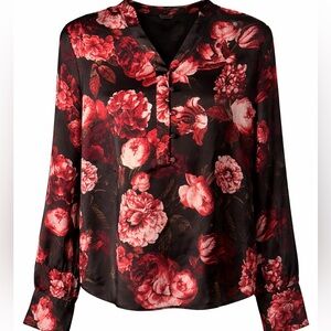 Floral Red and Black Women's Top